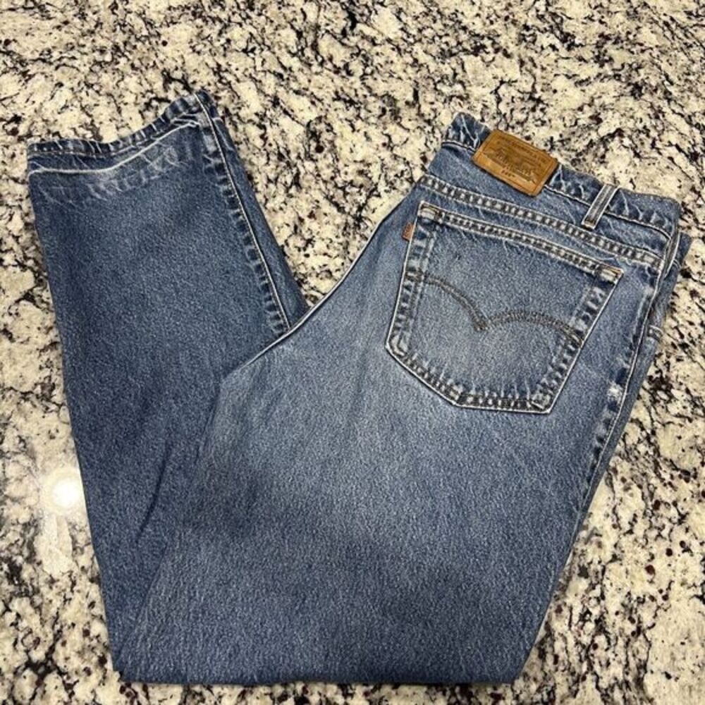 Men's Vintage Levis 540 Jeans Brown Tab Relaxed Flex Fit Size 38x30 Made In USA.